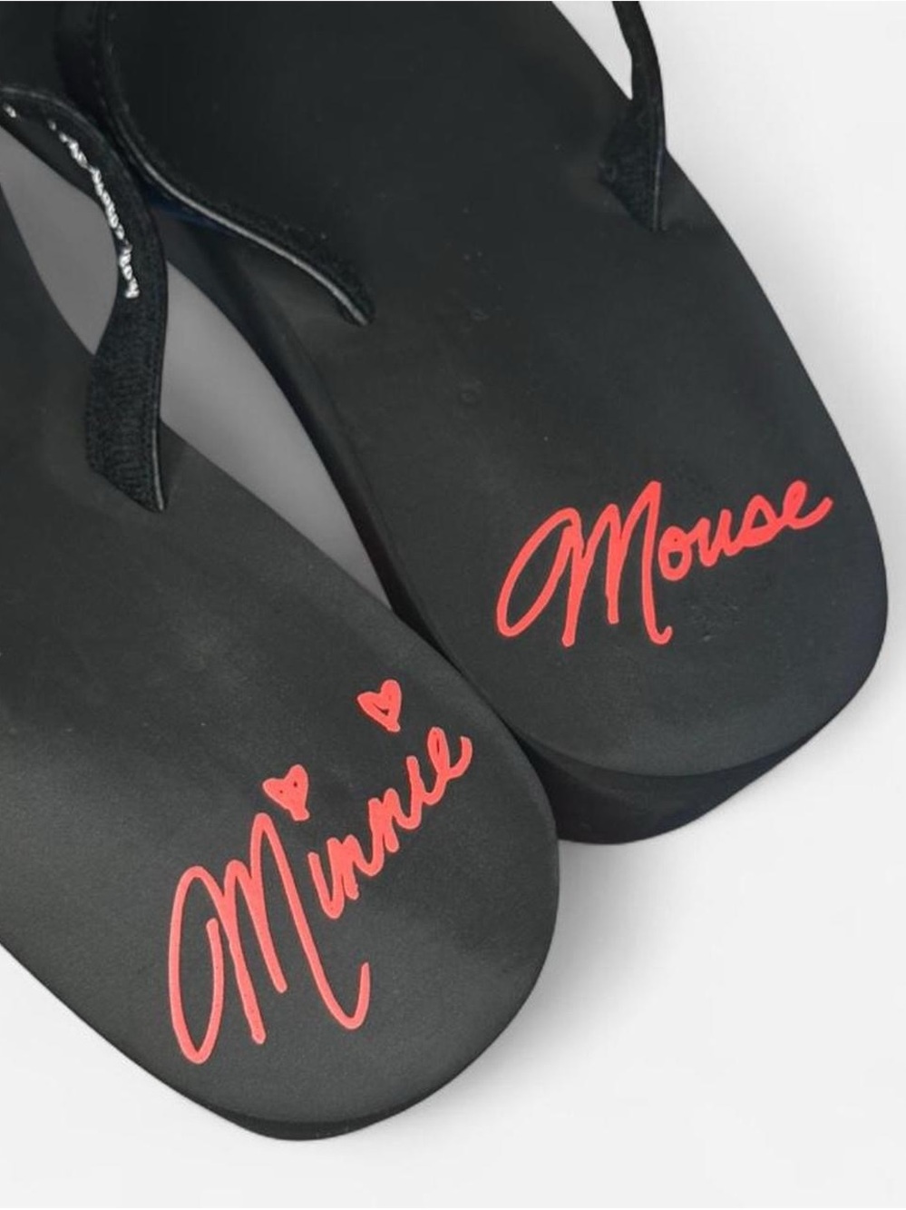 Disney Black Flip Flops with Red & Rhinestone Bow Accents - Picture 3 of 6